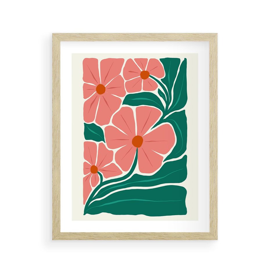 Plakat w ramie 40x50 - Energiczne Opowieści - kwiaty, sztuka nowoczesna - rama drewno