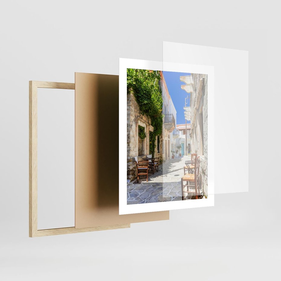 Plakat w ramie 40x50 - Magiczny Spacer - uliczka, perspektywa - rama drewno