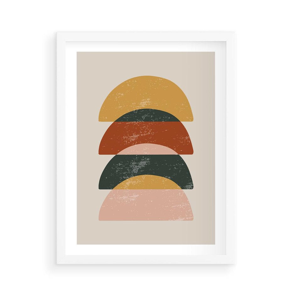 Plakat w ramie 50x70 - Energetyczne Wzory - nowoczesny plakat, abstrakcyjne kształty - rama biała