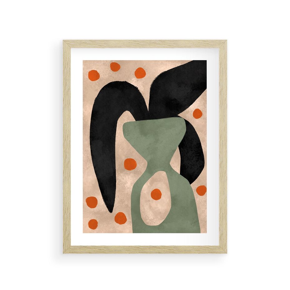 Plakat w ramie 30x40 - Impresje Boho - abstrakcyjny obraz, plakat - rama drewno