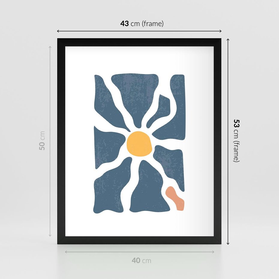 Plakat w ramie 40x50 - Kwiatowy Rezonans - nowoczesna kwiatowa grafika, styl retro - rama czarna