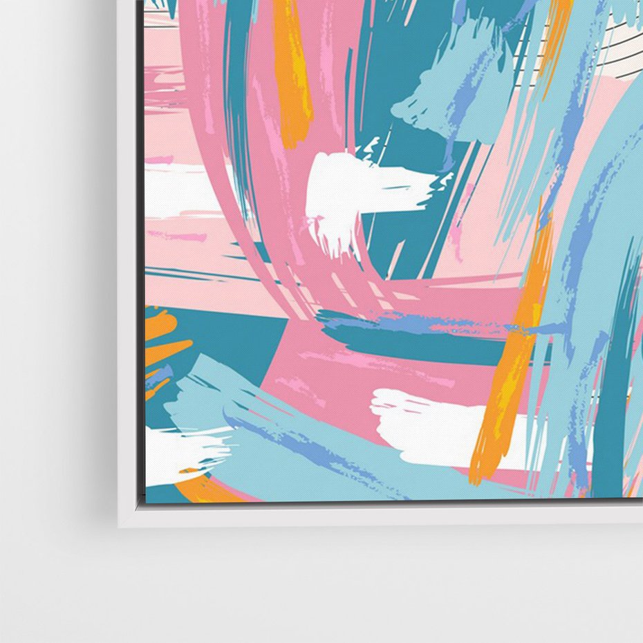 Obraz w ramie 80x120 - Refleksje w krainie abstrakcji - abstrakcja, energiczne pociągnięcia pędzla - rama biała