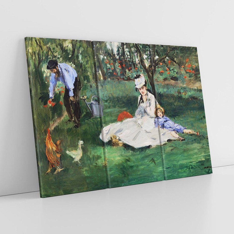 Obraz na płótnie 120x80 - Rodzina Monet w ogrodzie w Argenteuil (1874) Édouard Manet - Reprodukcja - reprodukcja, obraz na płótnie