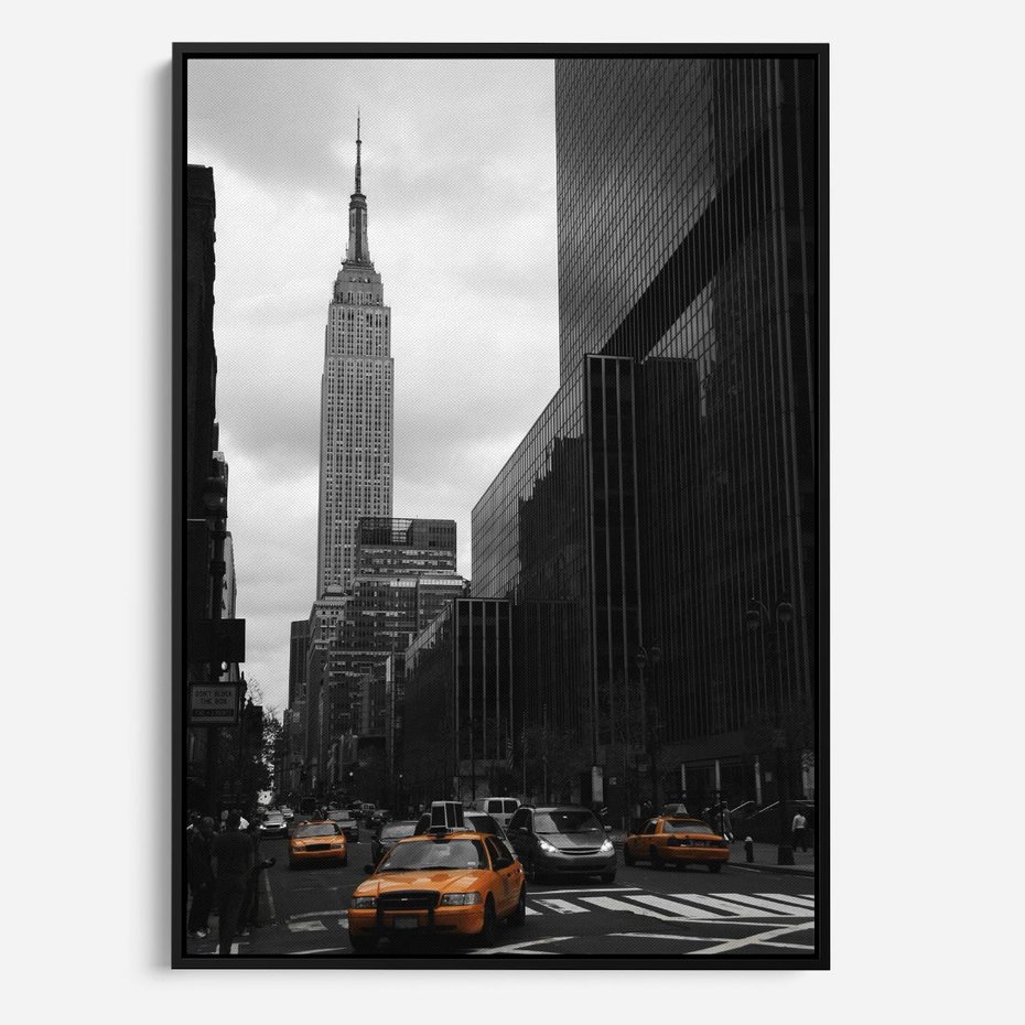 Obraz w ramie 70x100 - Nowy York, taksówka w ruchu - Nowy York, taksówka - rama czarna