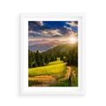 Plakat w ramie 40x50 - Zachód słońca na łące - zachód, łąka - rama biała