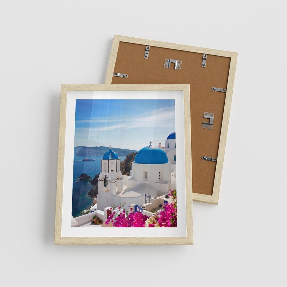 Plakat w ramie 40x50 - Perspektywa na Santorini - Santorini, perspektywa - rama drewno