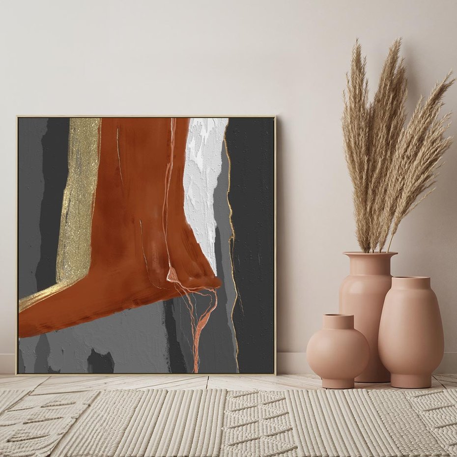 Obraz w ramie 50x50 - Abstrakcyjna impresja - abstrakcja, nowoczesny - rama drewno