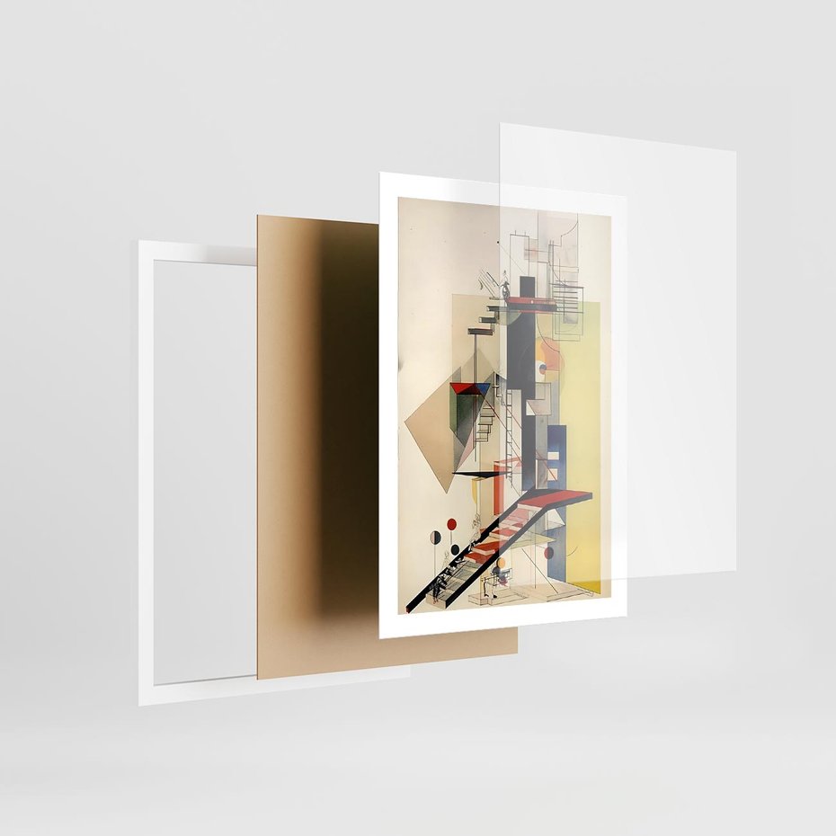 Plakat w ramie 50x70 - Kolorowe Wnętrza Inspiracji - abstrakcyjny obraz, jak kandinsky - rama biała