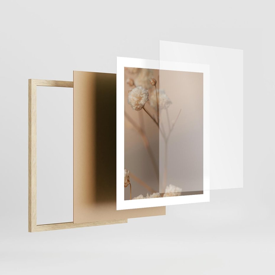 Plakat w ramie 40x50 - Subtelna gipsówka - gipsówka, suche - rama drewno