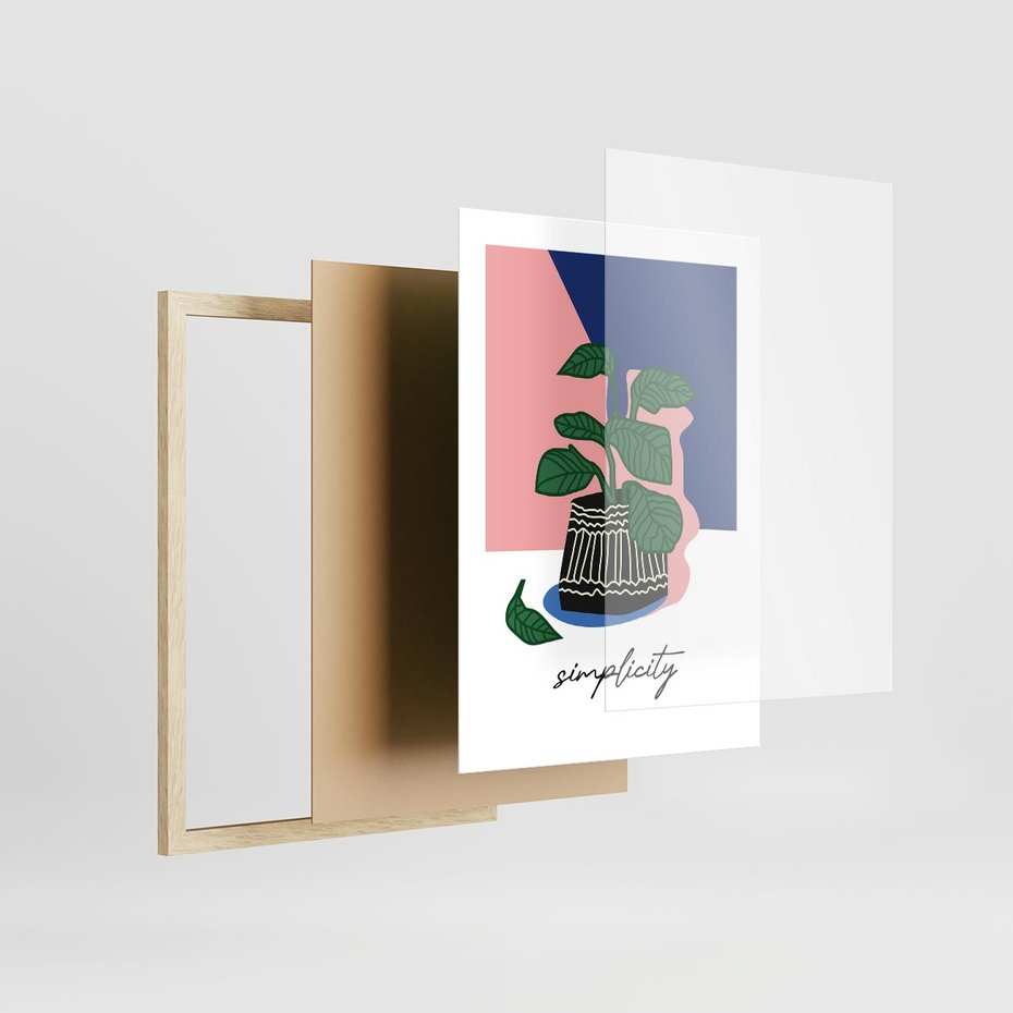 Plakat w ramie 30x40 - Tajemnicze Wibracje - tygrys, kwiaty - rama drewno