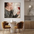 Obraz w ramie 80x80 - Esencja - kobieta wino obraz impresonizm olej na płótnie - rama drewno