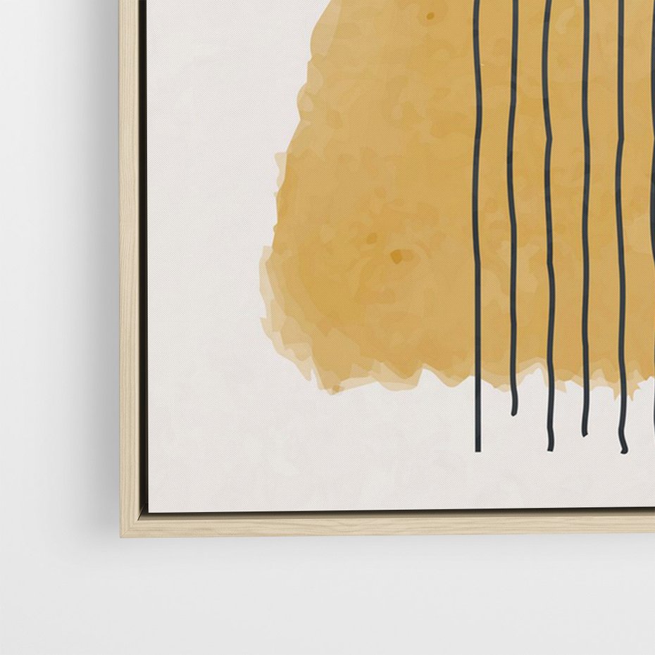 Obraz w ramie 80x120 - Migocące Impulsy - abstrakcyjna akwarelowa plama, nieregularne kreski - rama drewno