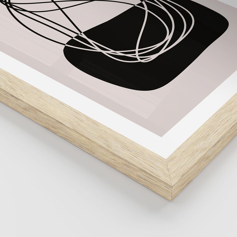 Plakat w ramie 30x40 - Linie Eksploracji - abstrakcyjne szkicowane linie, minimalizm - rama drewno