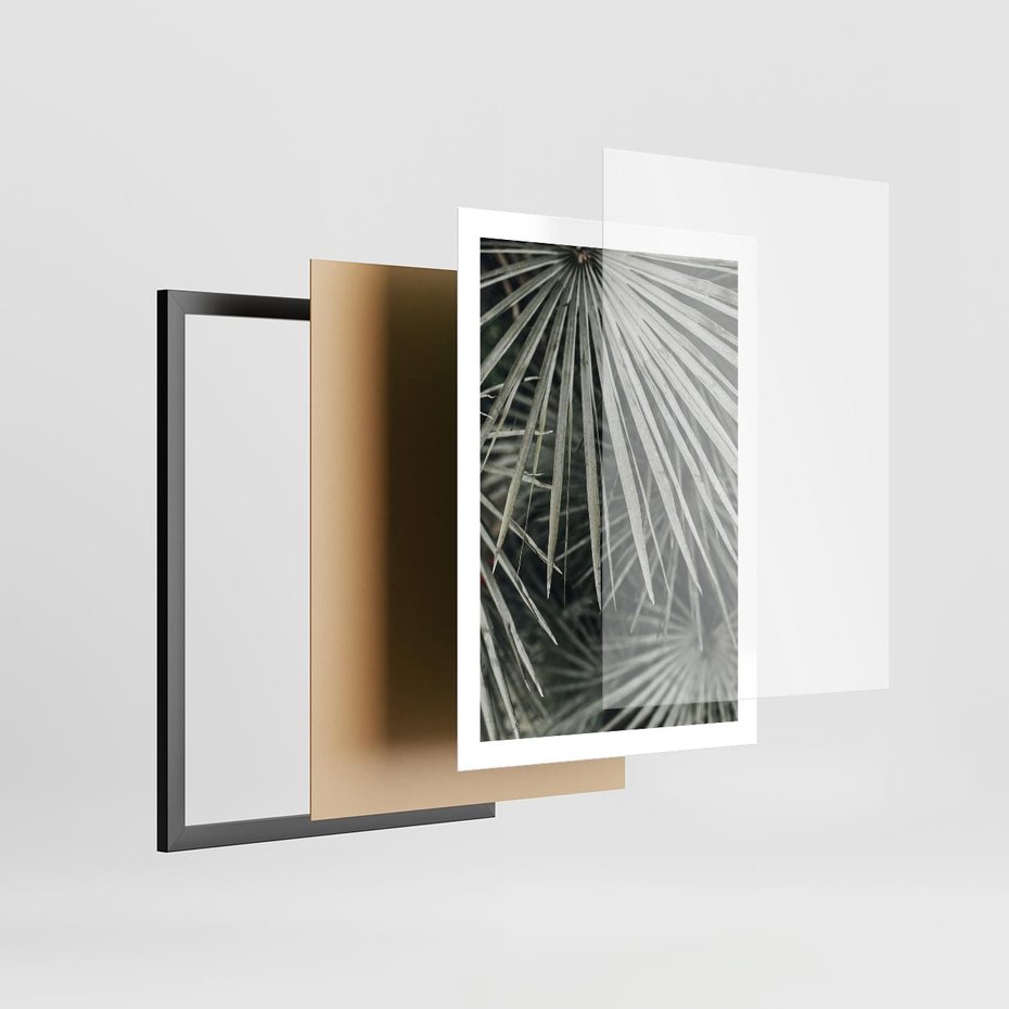 Plakat w ramie 50x70 - Ujęcie Tropikalnej Natury - palmy, liście palmy - rama czarna