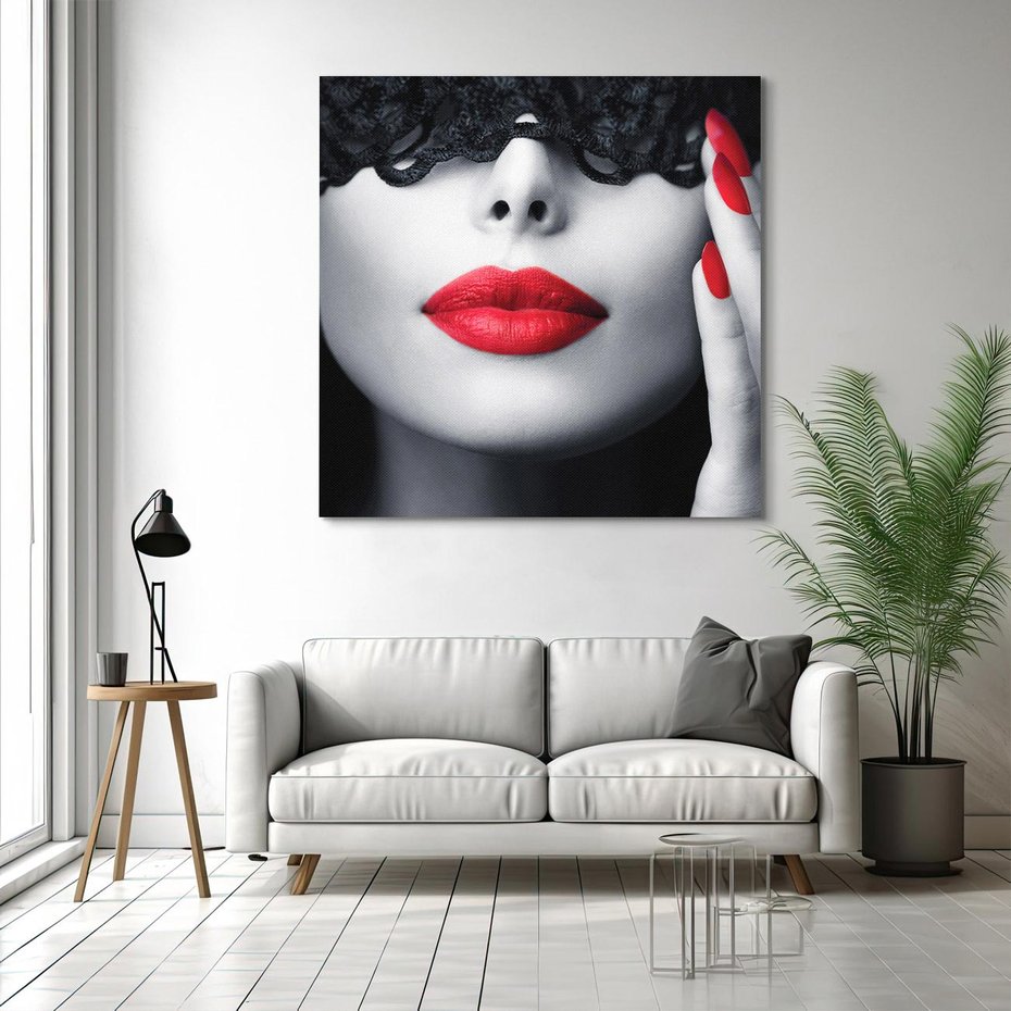 Obraz na płótnie 80x80 - Piękno usta i szminka - usta, szminka