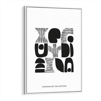 Obraz w ramie 80x120 - Taniec Dziwacznych Kresek - minimalistyczny plakat, czarno biały - rama biała