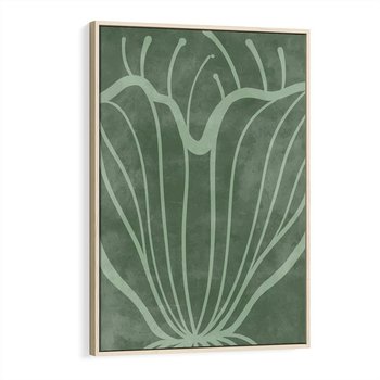 Obraz w ramie 70x100 - Zieleń Kształtująca Spokój - zielony plakat, roślinne inspiracje - rama drewno