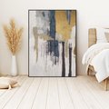 Obraz w ramie 50x70 - Odyseja w świetle i cieniu - abstrakcja, porysowana ściana - rama czarna