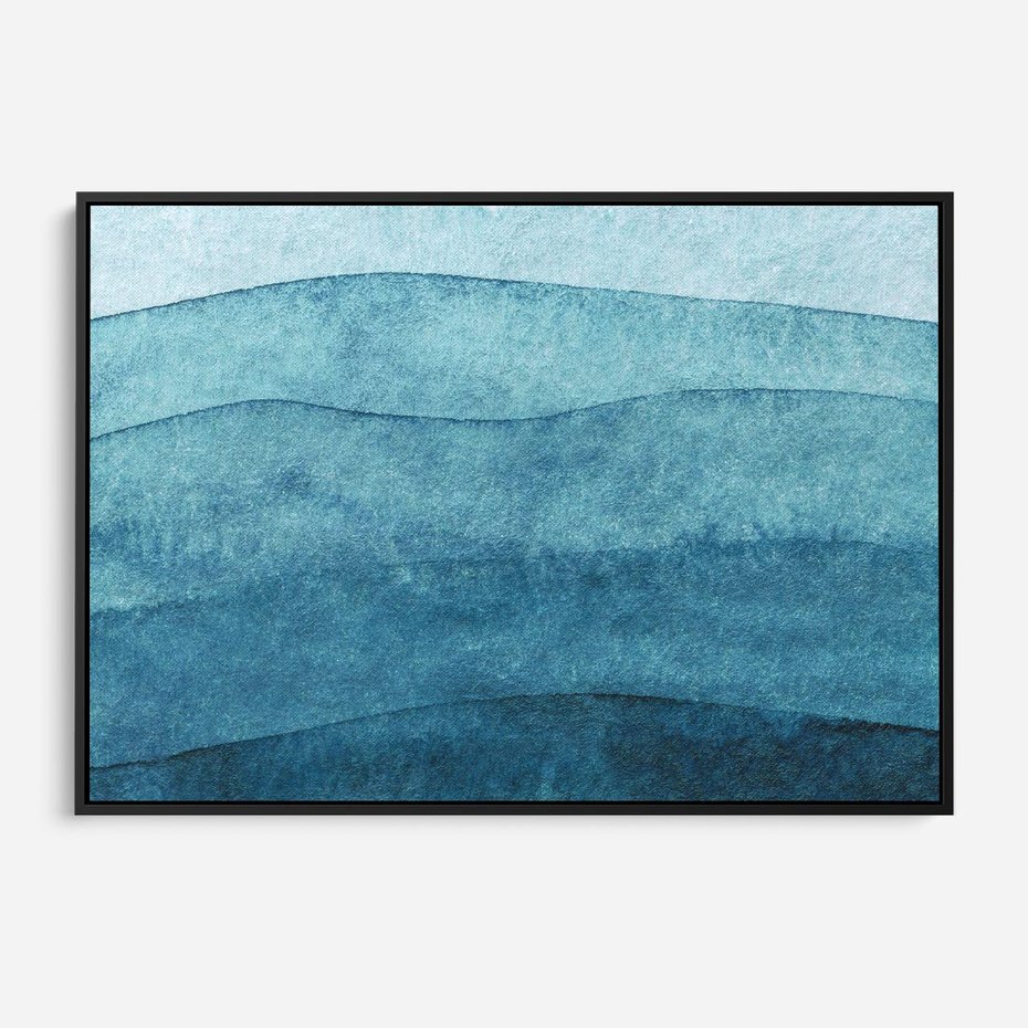 Obraz w ramie 100x70 - Kolorowe fale akwareli - akwarela, fale - rama czarna