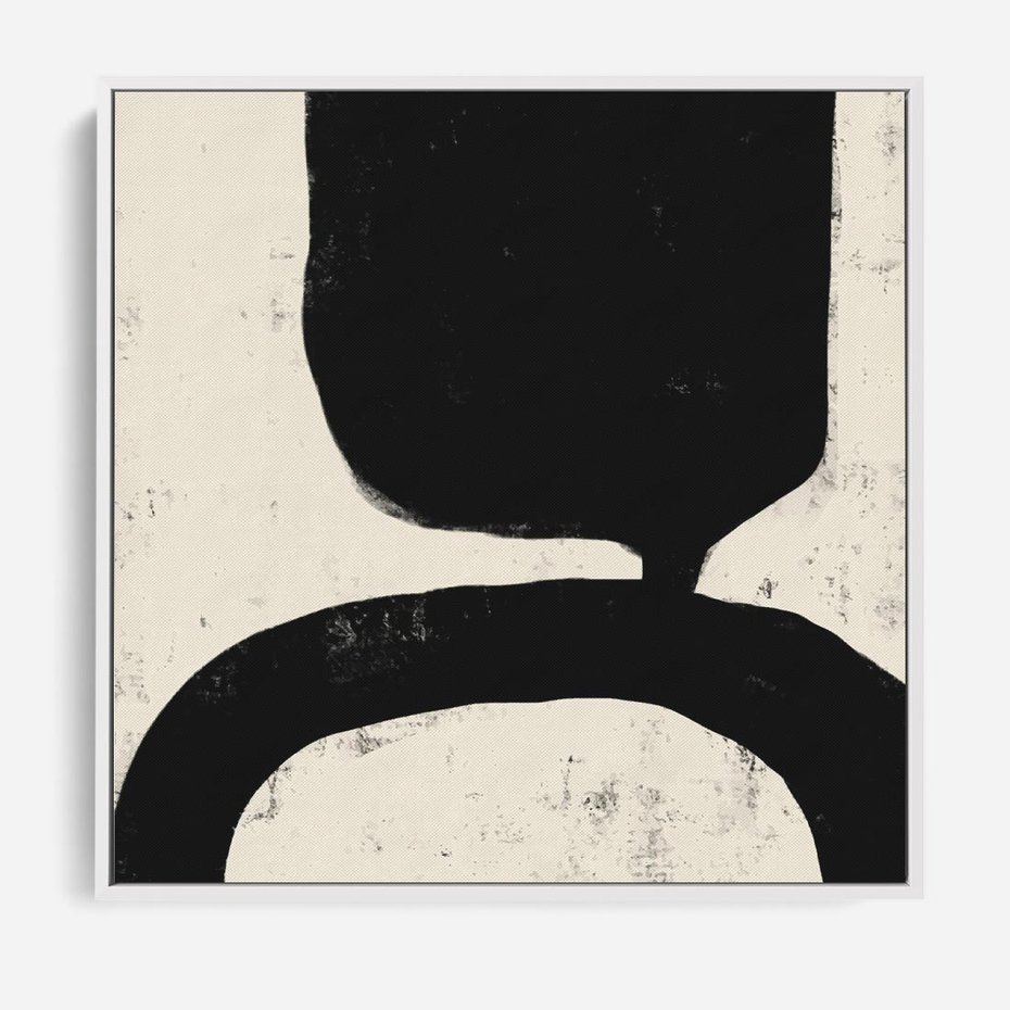 Obraz w ramie 50x50 - Przenikające Plamy - abstrakcyjna sztuka, minimalizm - rama biała