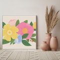 Obraz w ramie 80x80 - Kwiatowy Uśmiech - kwiaty, akwarela - rama biała