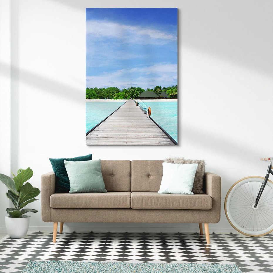 Obraz na płótnie 80x120 - Idylliczne molo na wyspie - plaża, molo