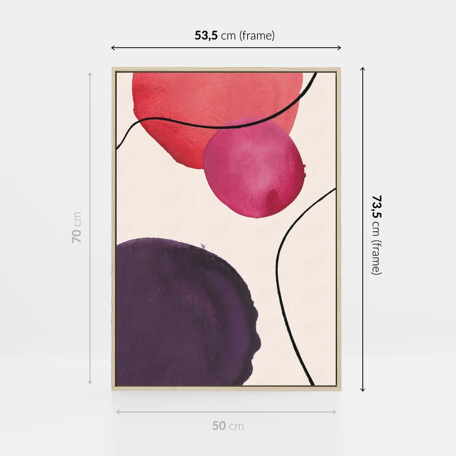 Obraz w ramie 50x70 - Kolorowe Impresje - abstrakcyjne akwarelowe plamy, nieregularne linie - rama drewno