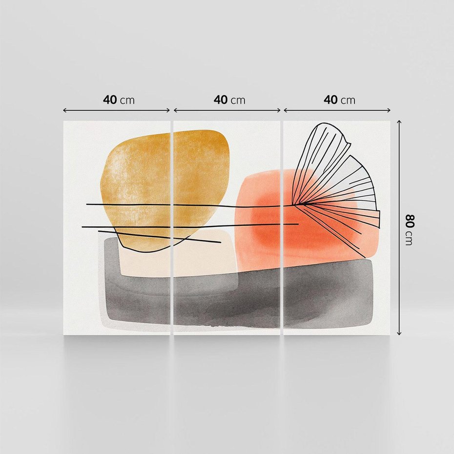 Obraz na płótnie 120x80 - Roślinny Szkic - abstrakcyjne, nieregularne plamy łososiowego koloru