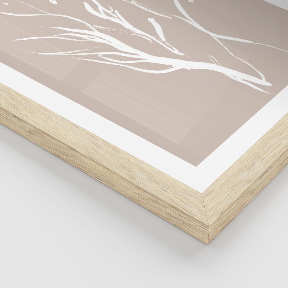 Plakat w ramie 50x70 - Impresje Pastelowych Nastrojów - minimalistyczny delikatny obraz, beżowe odcienie - rama drewno