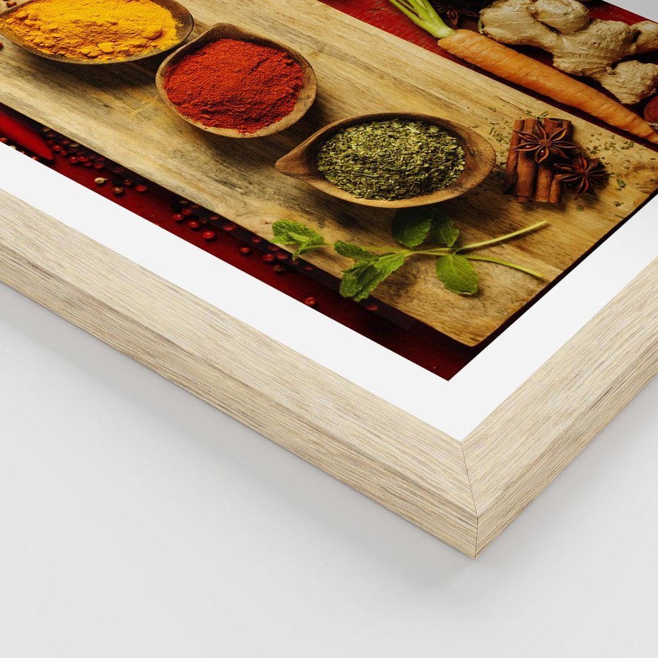 Plakat w ramie 50x70 - Smakowy Zmysł - przyprawy, kuchnia - rama drewno