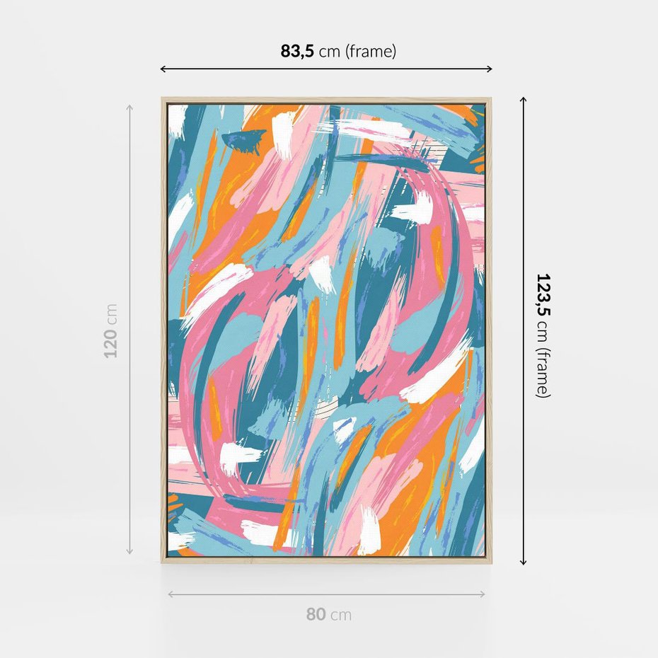 Obraz w ramie 80x120 - Refleksje w krainie abstrakcji - abstrakcja, energiczne pociągnięcia pędzla - rama drewno