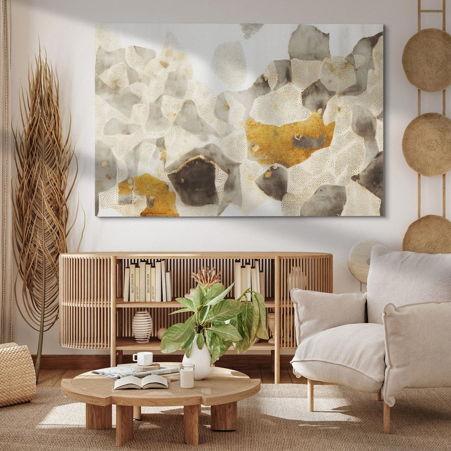 Obraz na płótnie 120x80 - Nowoczesne Złoto i Szarość - plamy, złoto