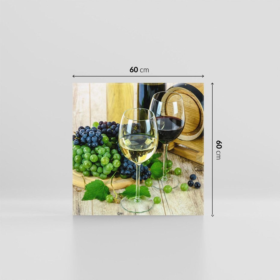 Obraz na płótnie 60x60 - Wino winogrona i kieliszki - wino, winogrona