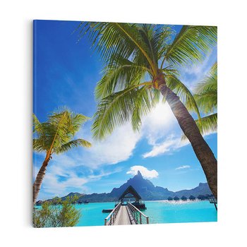 Obraz na płótnie 70x70 - Tropikalne palmy nad oceanem - palmy, ocean