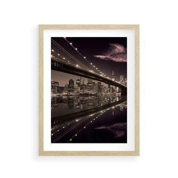 Plakat w ramie 50x70 - Most na nocnym horyzoncie - most, noc - rama drewno