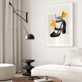Plakat bez ramy 30x40 - Elegancja w Szkicu: Stopa w Bucie na Obcasie - grafika, czarny szkic