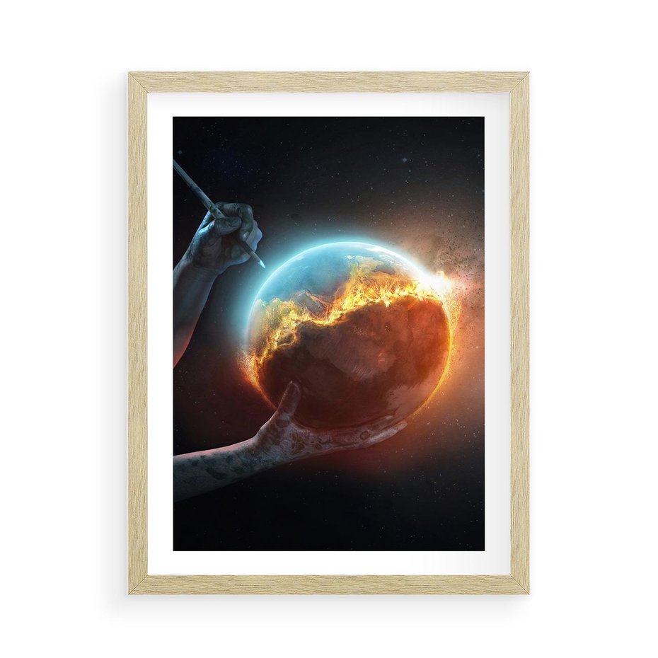 Plakat w ramie 50x70 - Nieznane przestrzenie - planeta, kosmos - rama drewno