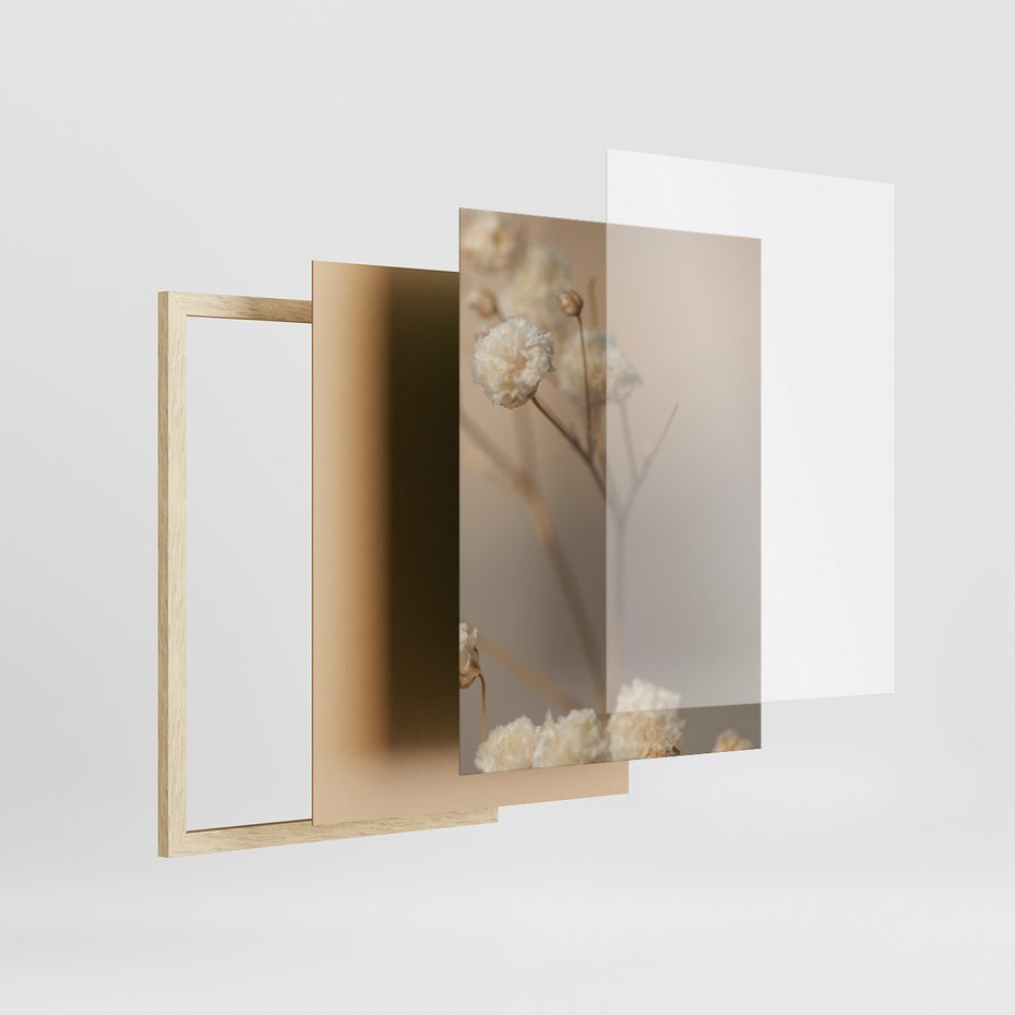 Zestaw obrazy w ramie 40x50 galeria - Suszone, kwiaty, boho - rama drewno