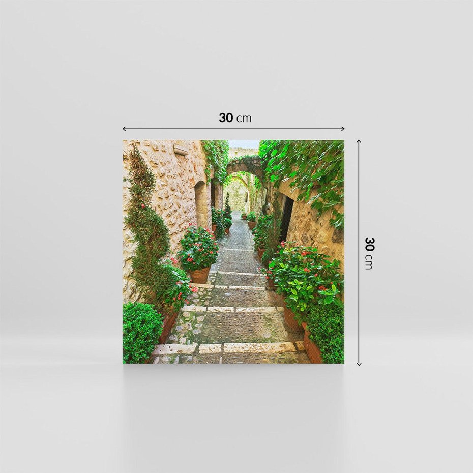 Obraz na płótnie 30x30 - Magiczna podróż w głąb miasta - uliczka, perspektywa