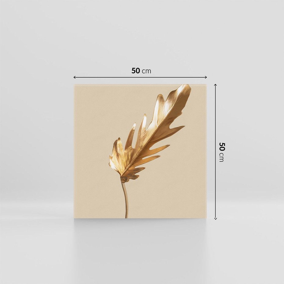 Obraz na płótnie 50x50 - Piękno w Detalu - złoty, liść
