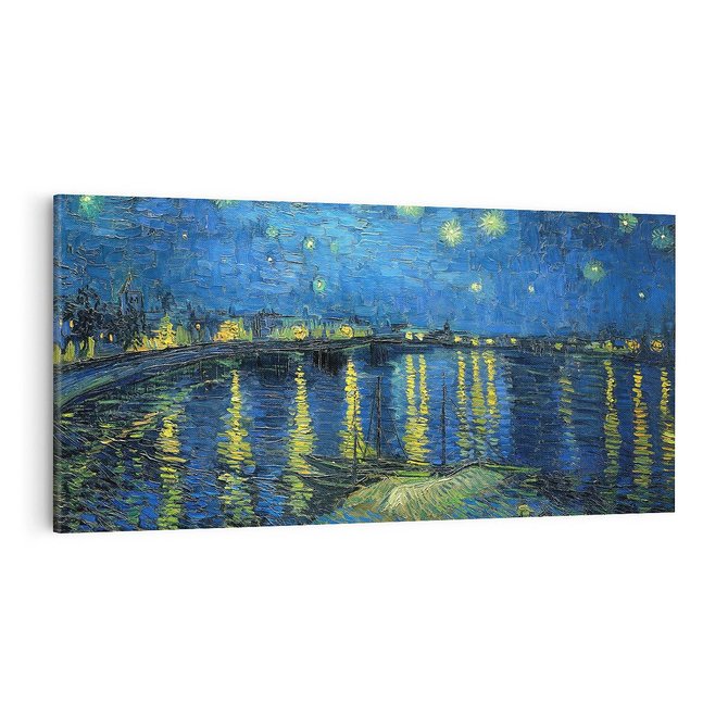 Obraz na płótnie 100x50 - "Starry Night Over the Rhone" (1888) Vincent van Gogh - Reprodukcja - reprodukcja, obraz na płótnie