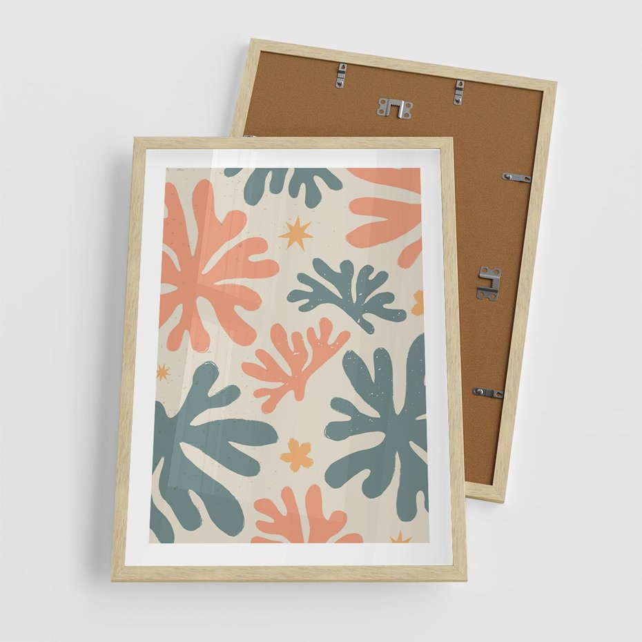 Plakat w ramie 50x70 - Boho Wybuch - boho formy, kształty - rama drewno