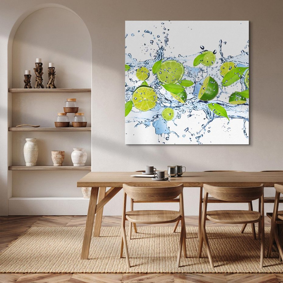 Obraz na płótnie 60x60 - Świeżość limonki i błękity wody - limonka, woda