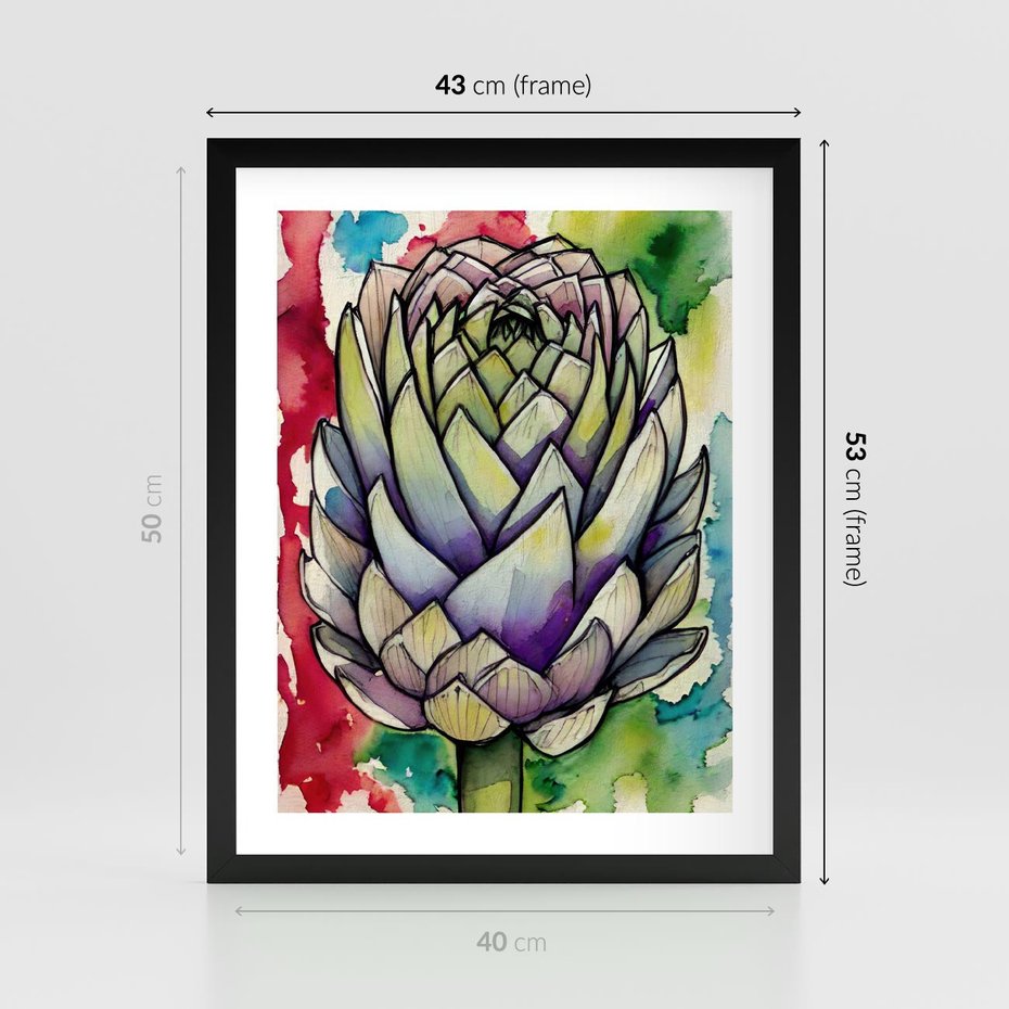 Plakat w ramie 40x50 - Zamknięte w Roślinie - abstrakcja, akwarela - rama czarna