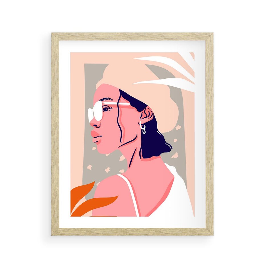 Plakat w ramie 40x50 - Kobieca Esencja - nowoczesny plakat, styl retro - rama drewno