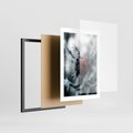 Plakat w ramie 30x40 - Chwila Zimowego Uroku - zima, ośnieżona gałązka - rama czarna