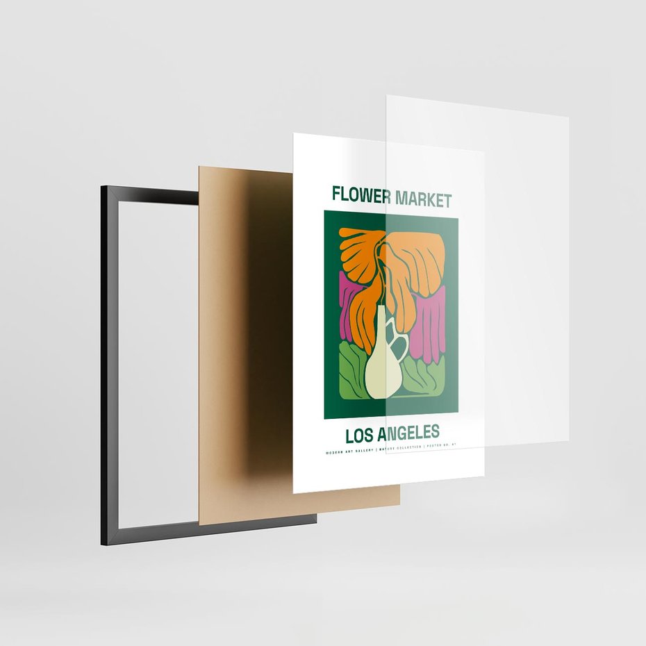 Plakat w ramie 50x70 - Przenikające Kontury - minimalizm, plakat - rama czarna