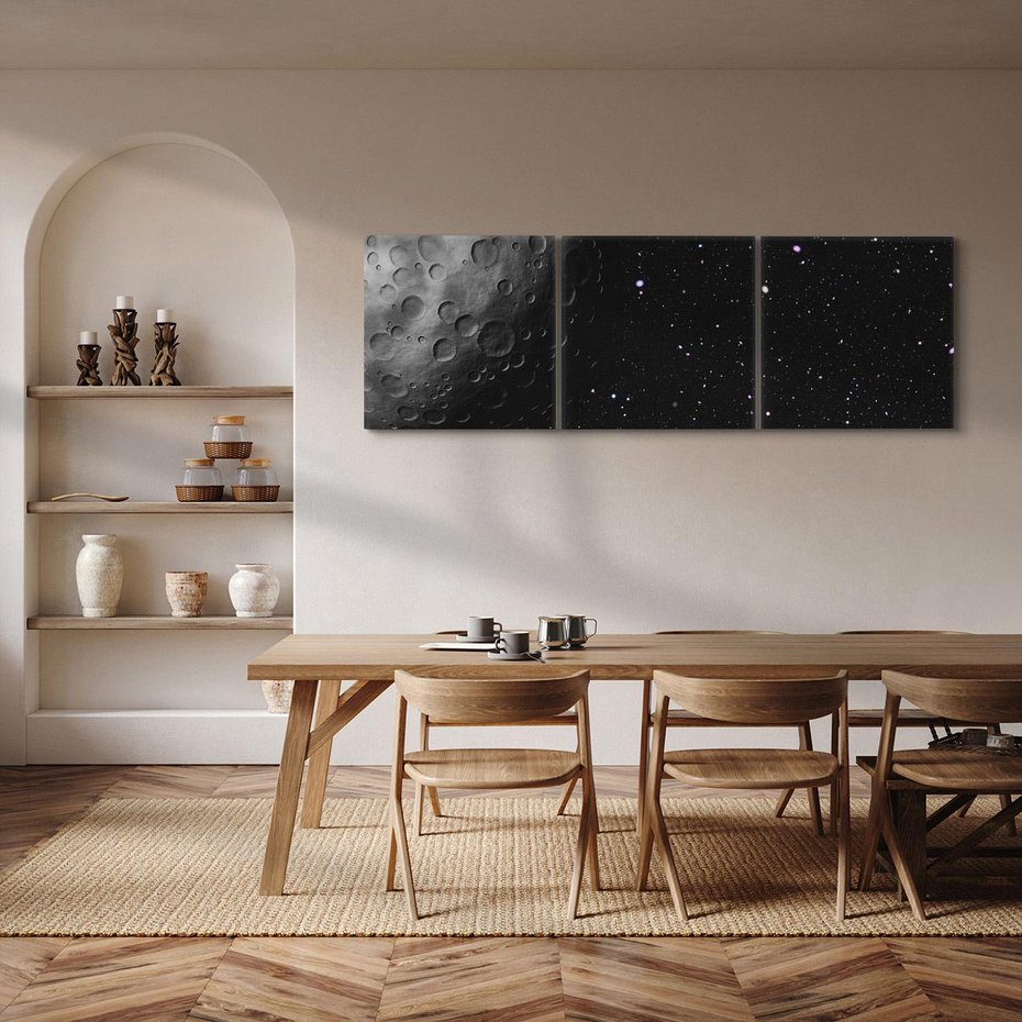 Obraz na płótnie 90x30 - Nocne opowieści księżycowe - księżyc, kosmos