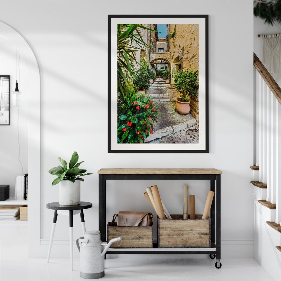 Plakat bez ramy 21x30 - Perspektywa uliczki malownicza - uliczka, perspektywa