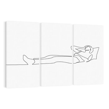 Obraz na płótnie 120x80 - Postać na Łóżku - one line art, szkic